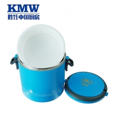 KMW不锈钢双层饭盒便当盒（蓝色） 不锈钢+PP聚丙烯 食品级硅胶及PP塑料及优质不锈钢