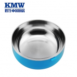 KMW不锈钢双层饭盒便当盒（蓝色+深灰色） 不锈钢+PP聚丙烯 食品级硅胶及PP塑料及优质不锈钢