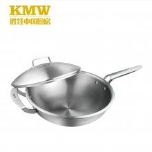 KMW捍卫者30cm炒锅食触主材为304不锈钢3mm加厚锅体